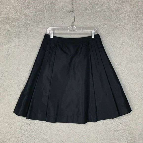 Prada Dresses & Skirts - Prada Skirt Womens 42 IT or US 6 Black Silk Blend Pleated Academia Minimalist